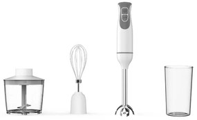 Blender, tocator si mixer 3in1 Oliver Voltz OV51112NSC, 600W, 700 ml, 2 viteze, Lama din otel inoxidabil si tel, Alb