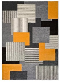 Covor Universal Leo Square, 80 x 150 cm, gri-portocaliu