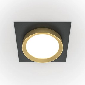 Spot incastrabil design tehnic Loop negru, auriu 11x11cm