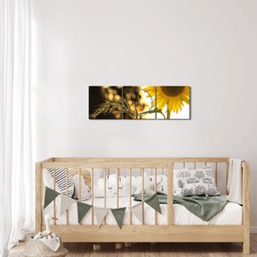 Tablou cu floarea soarelui (cu ceas) (90x30 cm)
