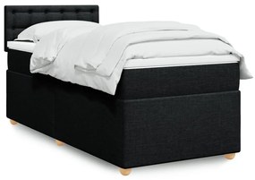 vidaXL Pat box spring cu saltea, negru, 90x190 cm, textil