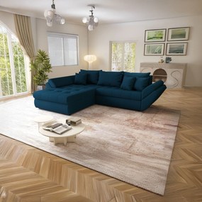 Colțar extensibil dumonde cu ladă de depozitare si sezut confortabil din spuma high-density, Loana Enjoy Petrol  270x185 cm