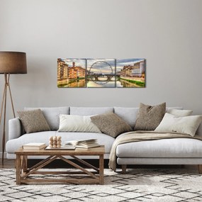 Tablou orașului cu râu (cu ceas) (90x30 cm)
