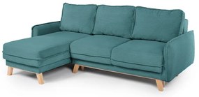 Colțar turcoaz extensibil cu tapițerie din catifea reiată (cu colț variabil) Tori – Bonami Selection