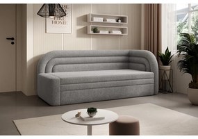 Canapea gri extensibilă/cu spațiu de depozitare cu tapițerie din țesătură bouclé cu colț pe partea dreaptă 223 cm Fabillo – ELTAP