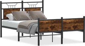 vidaXL Cadru pat fără saltea stejar fumuriu 120x190 cm, lemn prelucrat