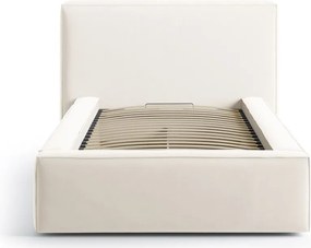 Pat crem tapițat cu spațiu de depozitare cu somieră 90x200 cm Jodie – Micadoni