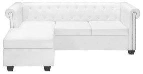 245537 vidaXL Canapea Chesterfield în formă de L, piele artificială, alb
