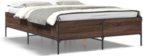 vidaXL Cadru de pat, stejar maro, 140x200 cm, lemn prelucrat și metal