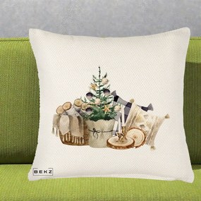 Perna Decorativa Colt Cozy de Craciun Boho, 40x40 cm, Crem Reliefat, Husa Detasabila, Perna Inclusa, BEKZ®
