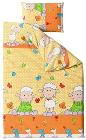 Lenjerie de pat creponata pentru patut OVECELE galben Dimensiune lenjerie de pat: 45 x 65 cm | 90 x 135 cm