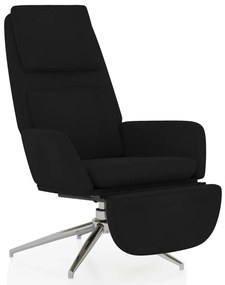 3097789 vidaXL Scaun de relaxare cu taburet, negru, microfibră