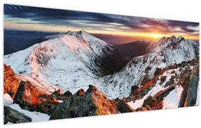 Tablou - Panoramă montană de iarnă (120x50 cm)