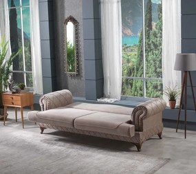 Canapea extensibila clasica 3 locuri cu lada de depozitare Bianca, verde