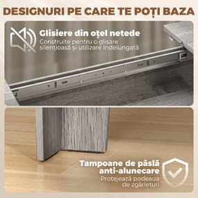 HOMCOM Masă Ovală Extensibilă pentru Dining, 140-180 cm, Gri Efect Lemn | Aosom Romania