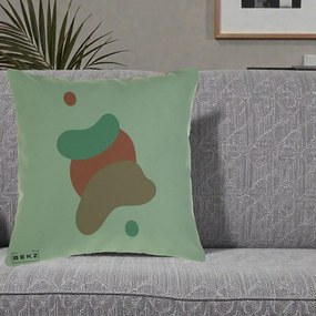 Perna Decorativa Abstract Forme Fluide Coral, 40x40 cm, Verde, Husa Detasabila, Perna Inclusa, BEKZ®