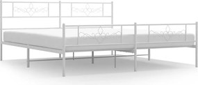vidaXL Cadru de pat metalic cu tăblie de cap/picioare, alb, 183x213 cm