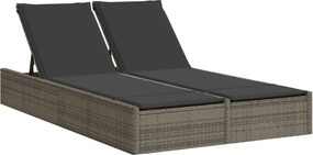 vidaXL Șezlong dublu cu perne, gri, poliratan