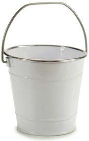 Husa ghiveci tip galeata, zinc, alb, Ø 16 cm