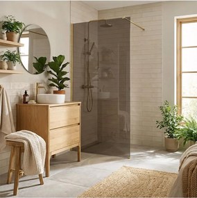 Paravan de dus fumuriu Rea Flexi Brown 80 cm auriu periat