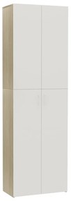 800302 vidaXL Dulap de birou, alb și stejar sonoma, 60x32x190 cm, PAL