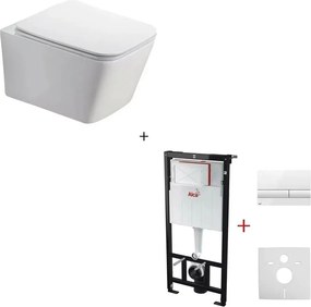 Set rezervor incastrat Alcadrain cu clapeta si vas WC suspendat Fluminia Paris cu capac softclose