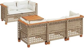 vidaXL Set canapele de grădină cu perne, 6 piese, bej, poliratan