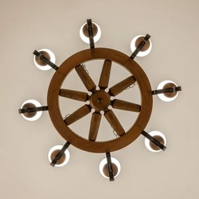Brilagi - Candelabru cu lanț ROATA, 8xE14/40W/230V, Ø 70 cm, fag