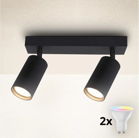 Brilagi - Spot LED RGBW dimerizabil SELE MODERN, 2x GU10, 6W, 230V, negru