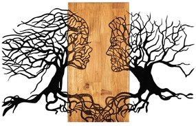 Decoratiune de perete lemn Reincarnare, Negru, 92 x 58 x 3cm