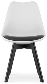 Scaun alb-negru BALI MARK cu picioare negre din lemn
