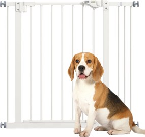 PawHut Grilaj de protecție pentru câini, barieră, grilaj de protecție pentru animale de companie, Metal, plastic, 74-87 cm, Alb | Aosom Romania