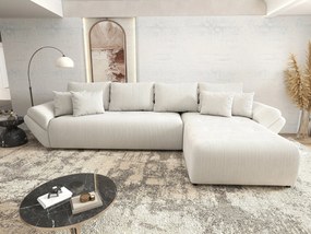 Colțar extensibil dumonde cu ladă de depozitare si sezut confortabil din spuma high-density, Berlin XL Zoom Crem 350x185 cm II