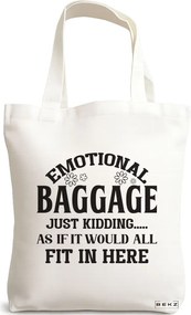 Sacosa de Panza pentru Cumparaturi, Geanta Tote, model Emotional baggage, 38x34.5 cm, Alba, BEKZ®