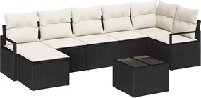 vidaXL Set de canapea cu pernă 8 pcs Negru poliratan