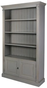 Biblioteca, gri, din lemn masiv, L120 cm, aspect vintage, Ernest