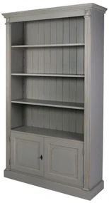 Biblioteca, gri, din lemn masiv, L120 cm, aspect vintage, Ernest