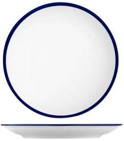 Set de veselă din porțelan, 24 piese, alb/albastru