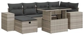 3327942 vidaXL Set mobilier de grădină cu perne, 8 piese gri deschis poliratan