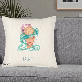 Perna Personalizata Zodie Rac, 40x40 cm, Crem Reliefat, Husa Detasabila, Perna Inclusa, BEKZ®