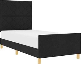 vidaXL Cadru de pat cu headboard Negru 100 x 200 cm țesătură