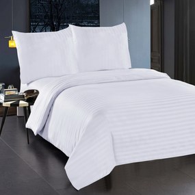 Lenjerie de pat hoteliera din microfibra alba, JASMINE - banda de 2 cm Dimensiune lenjerie de pat: 70 x 80 cm | 140 x 200 cm