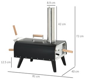 Outsunny Cuptor Pizza Exterior Portabil cu Piatră de 12" Paletă și Husă Cuptor pe Lemne pentru Pizza cu Peleți Ideal pentru Grădină | Aosom Romania