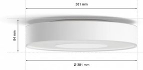 Plafoniera LED RGB Philips Hue Infuse, Bluetooth, 33.5W, 2350 lm, lumina alba si color (2000-6500K), IP20, 38.1cm, Alb