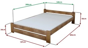 Pat Emily 140x200 cm, stejar Saltele: Cu saltele Deluxe 10 cm, Somiera pat: Cu lamele drepte