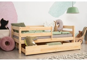 Pat pentru copii în culoare naturală din lemn de pin cu spațiu de depozitare 80x140 cm Mila CPD – Adeko