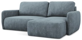 Colțar albastru prăfuit extensibil/cu spațiu de depozitare cu tapițerie din chenille (cu colț pe partea dreaptă/cu șezlong) Lilo – Makamii