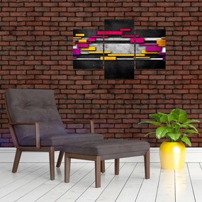 Tablou - Abstrac colorat, fundal negru (90x60 cm)