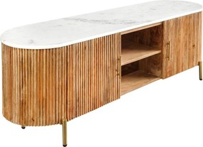 Comoda TV lemn de mango, marmura alba TRES CHIC 140cm