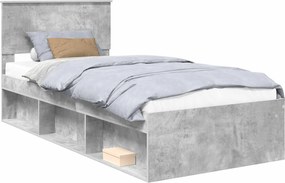 vidaXL Cadru de pat Gri Concret 90 x 190 cm Lemn de pin masiv
